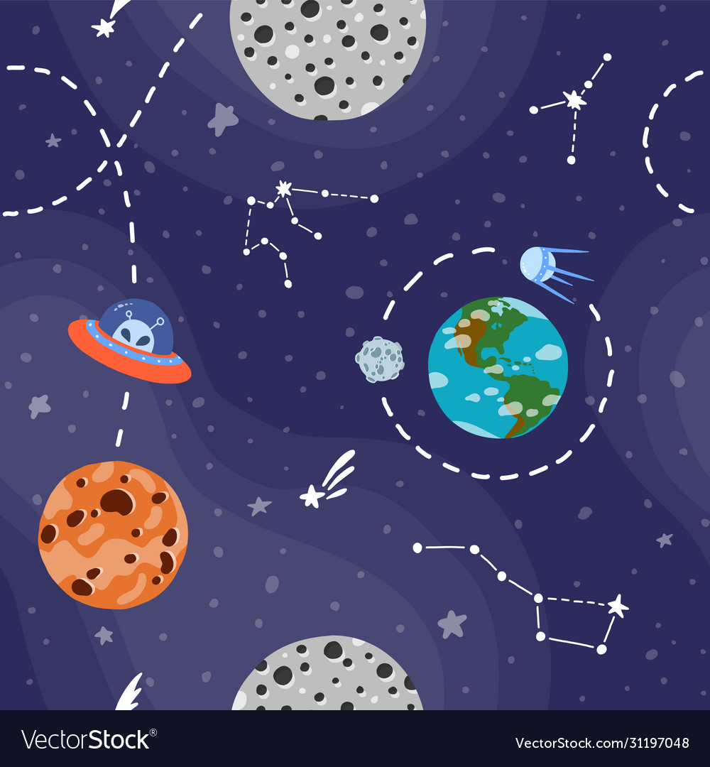 Galaxy pattern cartoon style cute design Vector Image