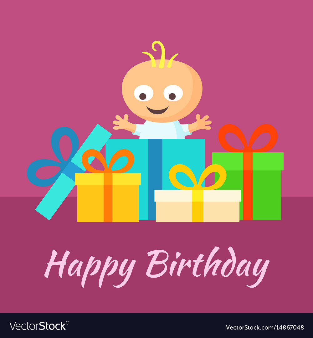 Happy Birthday Card mit lächelndem Baby