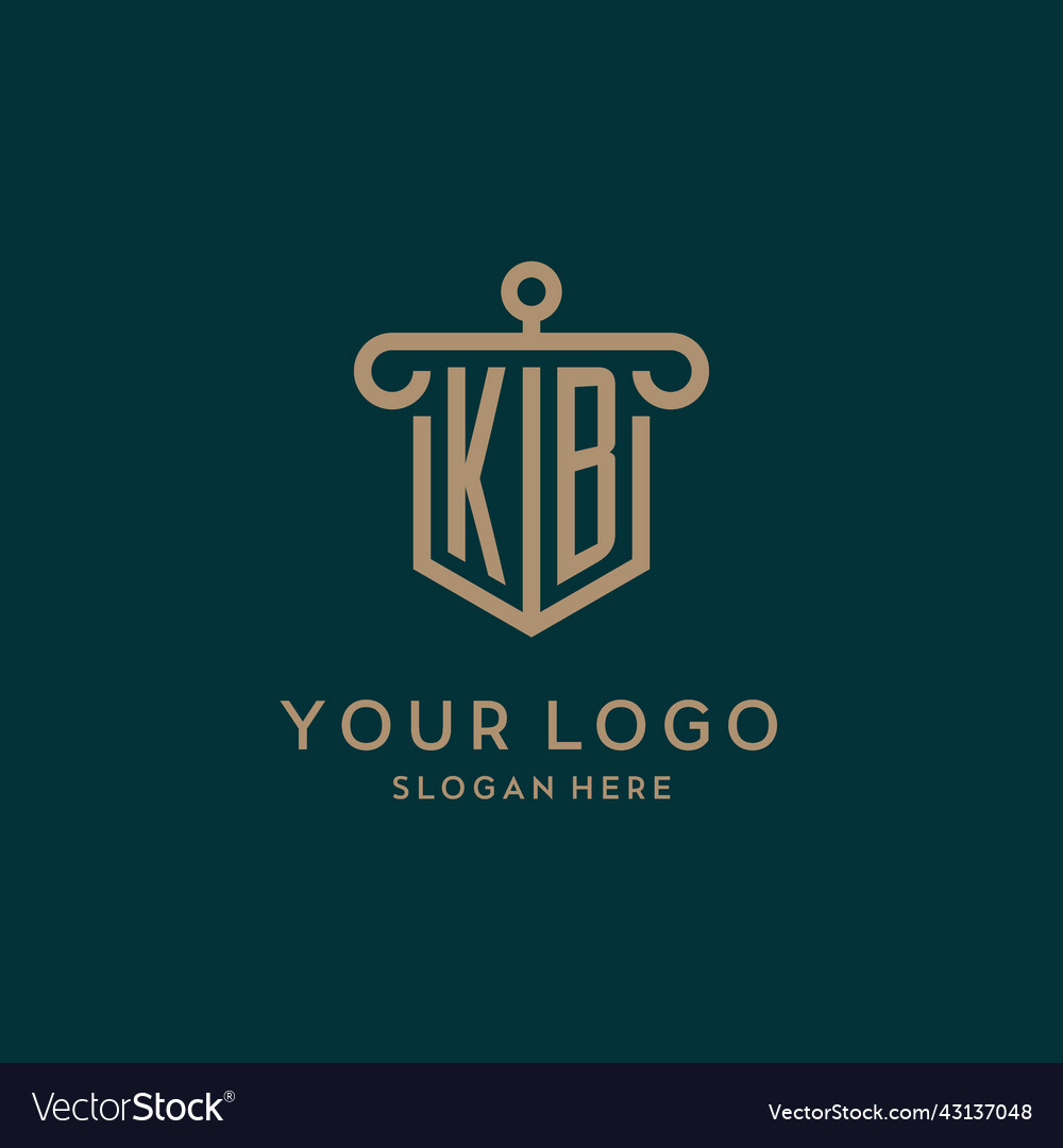 Kb monogram initial logo design with shield