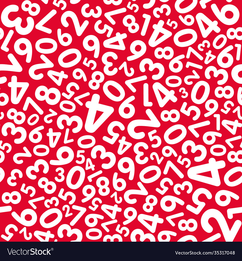 Numbers white on red seamless pattern