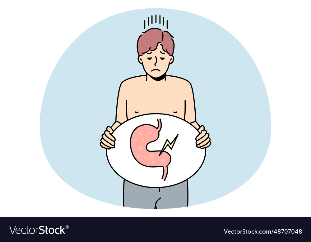 Sick man suffer from indigestion Royalty Free Vector Image