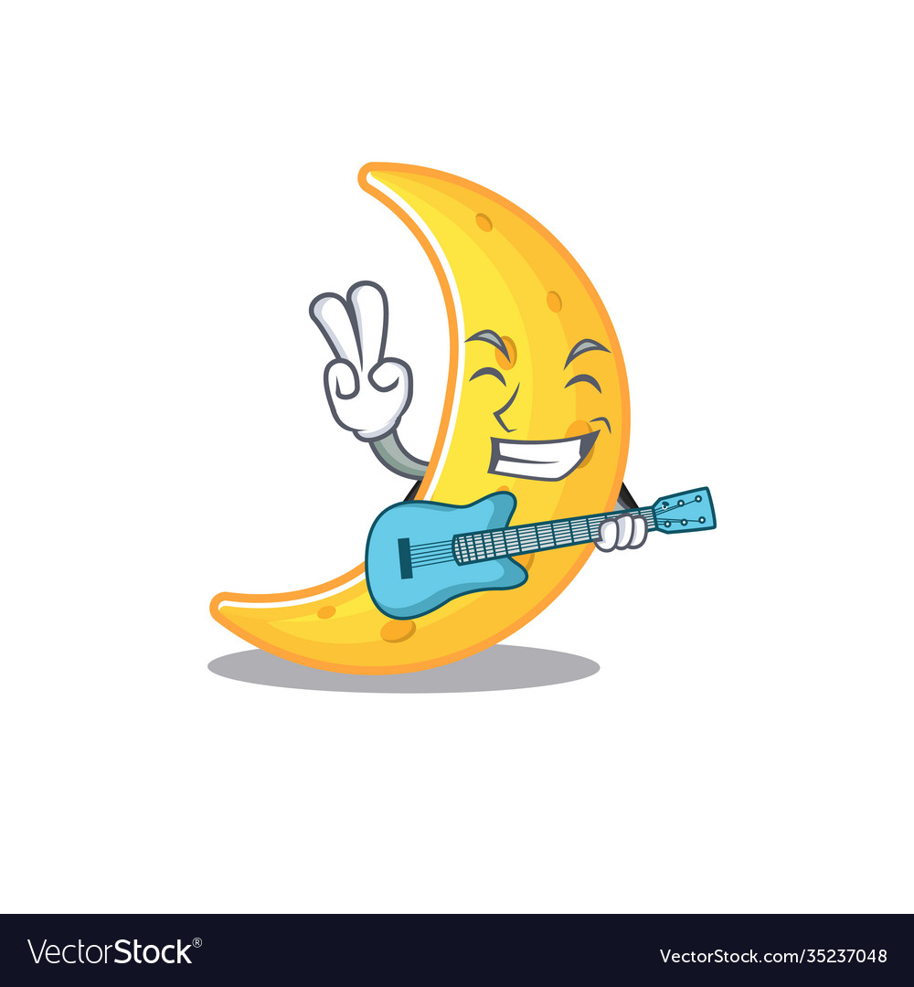 Talented musician crescent moon cartoon design