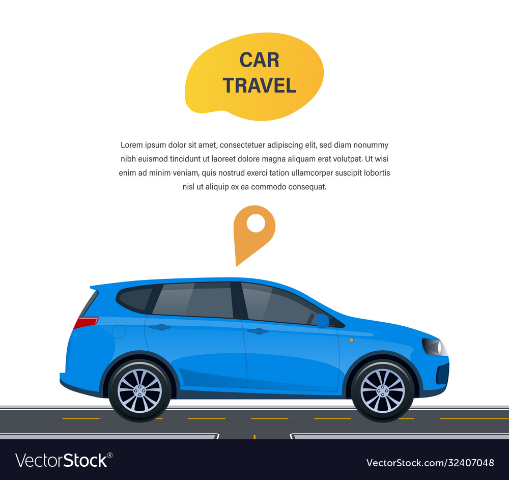 Travel car trip on sports country road vector image Travel car trip on sports country road