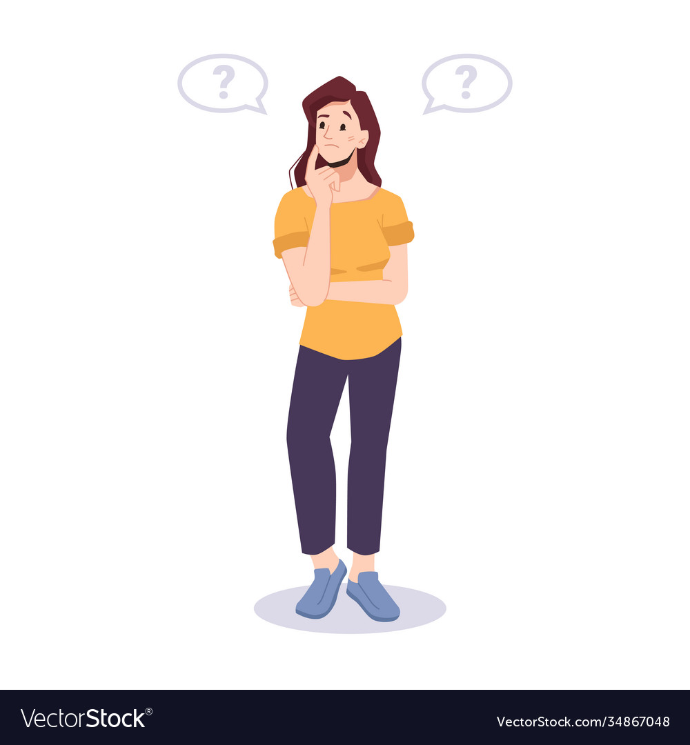 Girl thinking portrait thoughtful person Vector Image