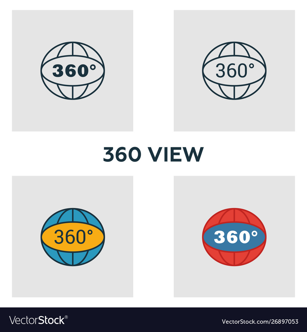 360 view icon set four elements in different