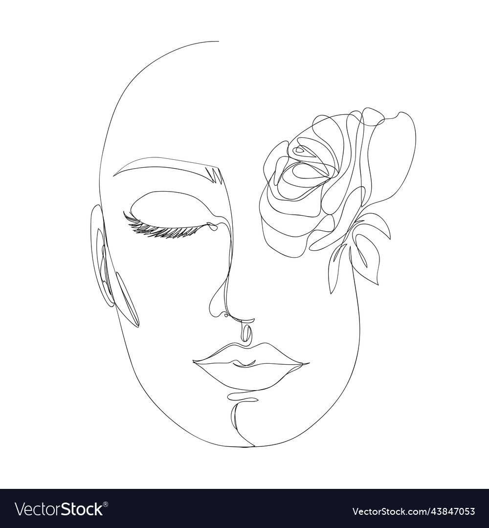 Abstract minimalistic linear sketch womans face vector image Abstract minimalistic linear sketch womans face