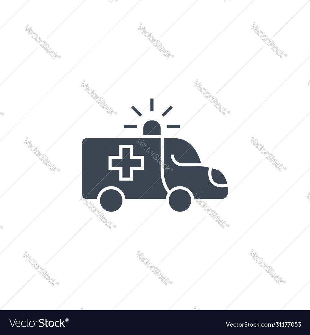 Ambulance car related glyph icon