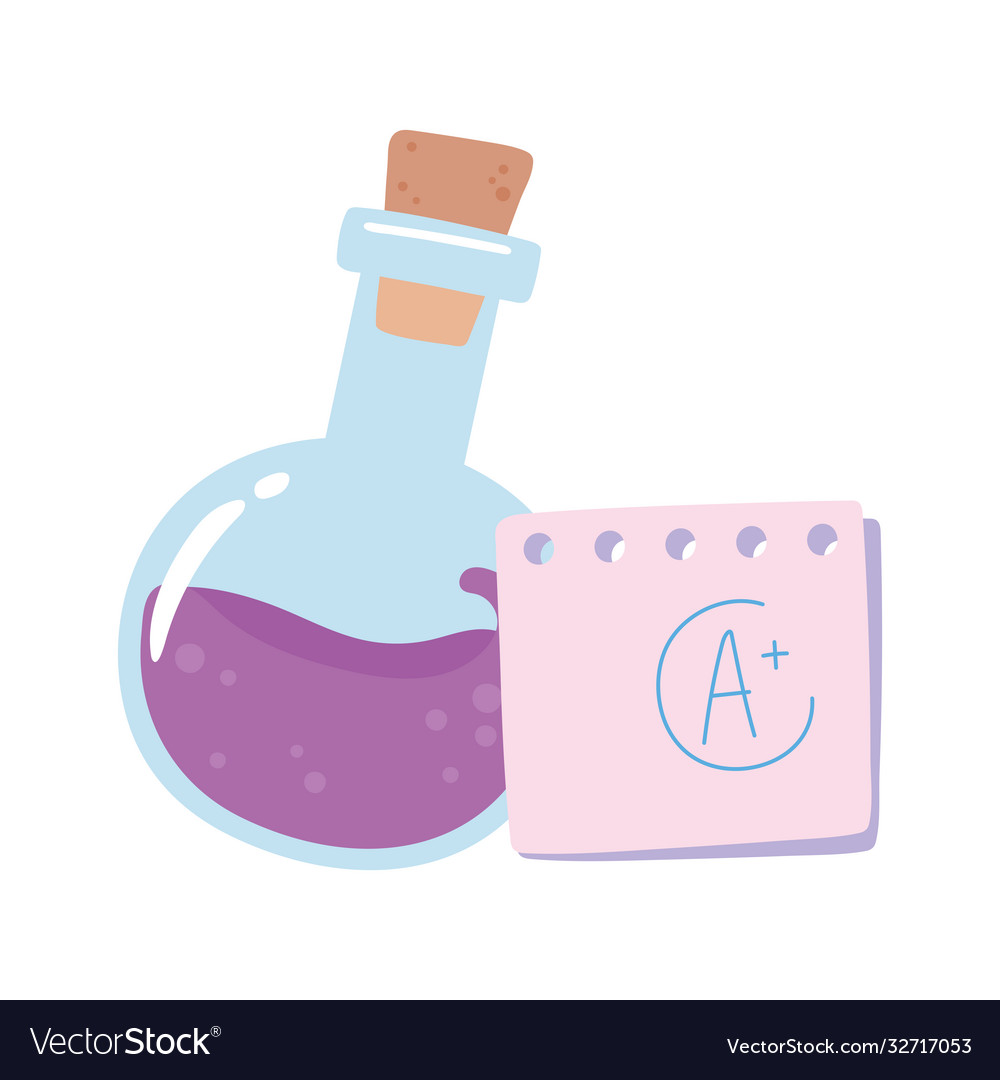 Back to school chemistry test tube and paper