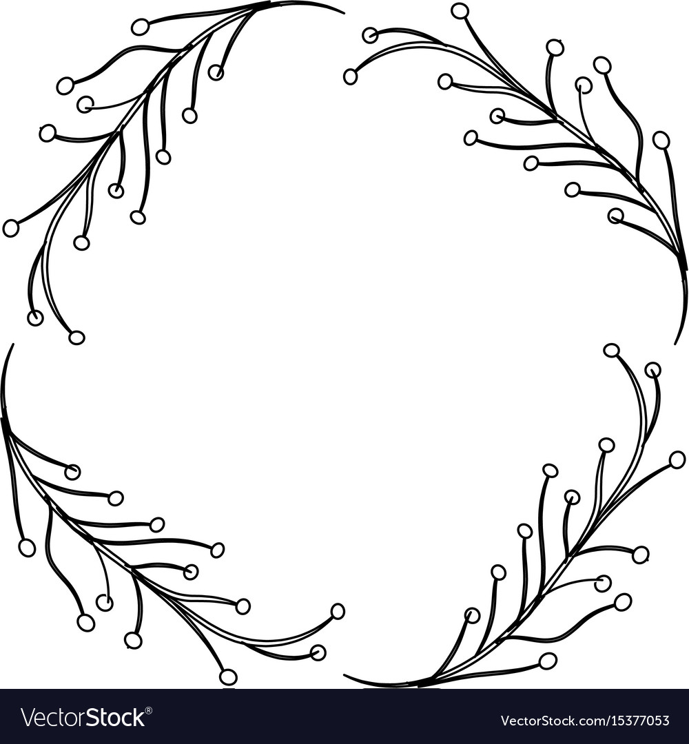 Branches with leaves and flowers decoration Vector Image