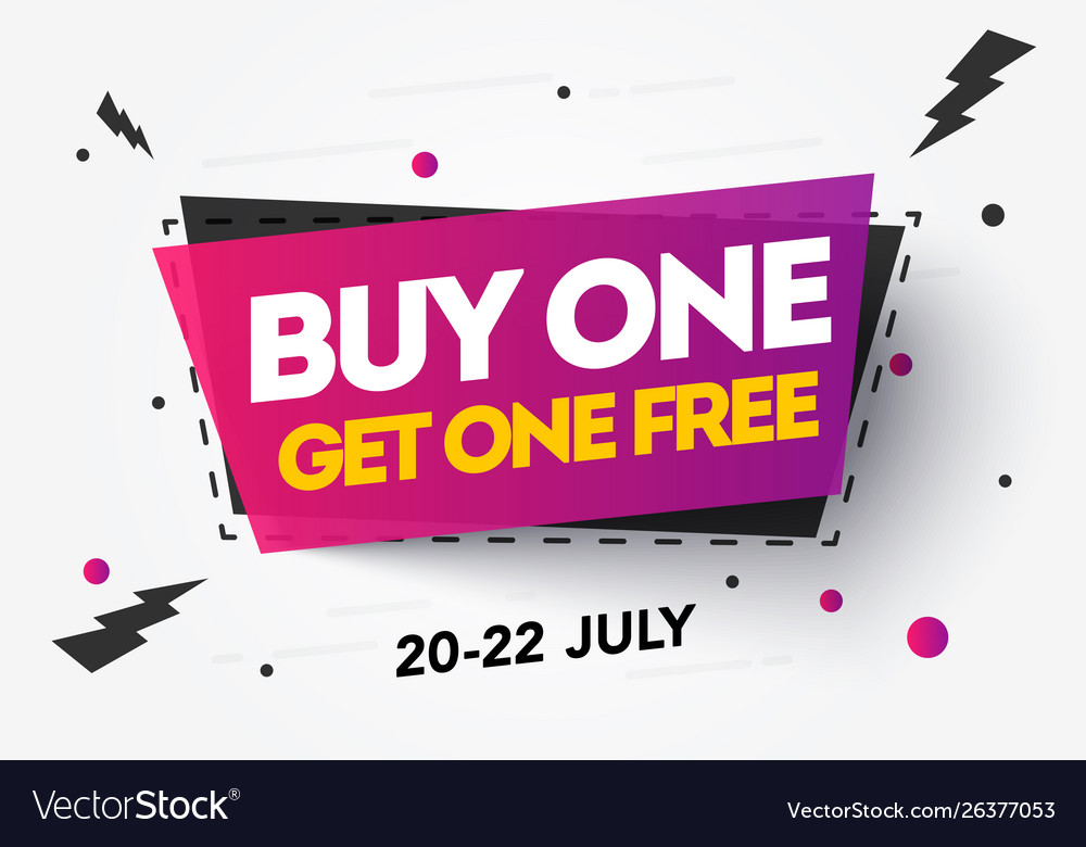 Buy 1 Get Free Sale Banner Discount Tag Design Vector Image