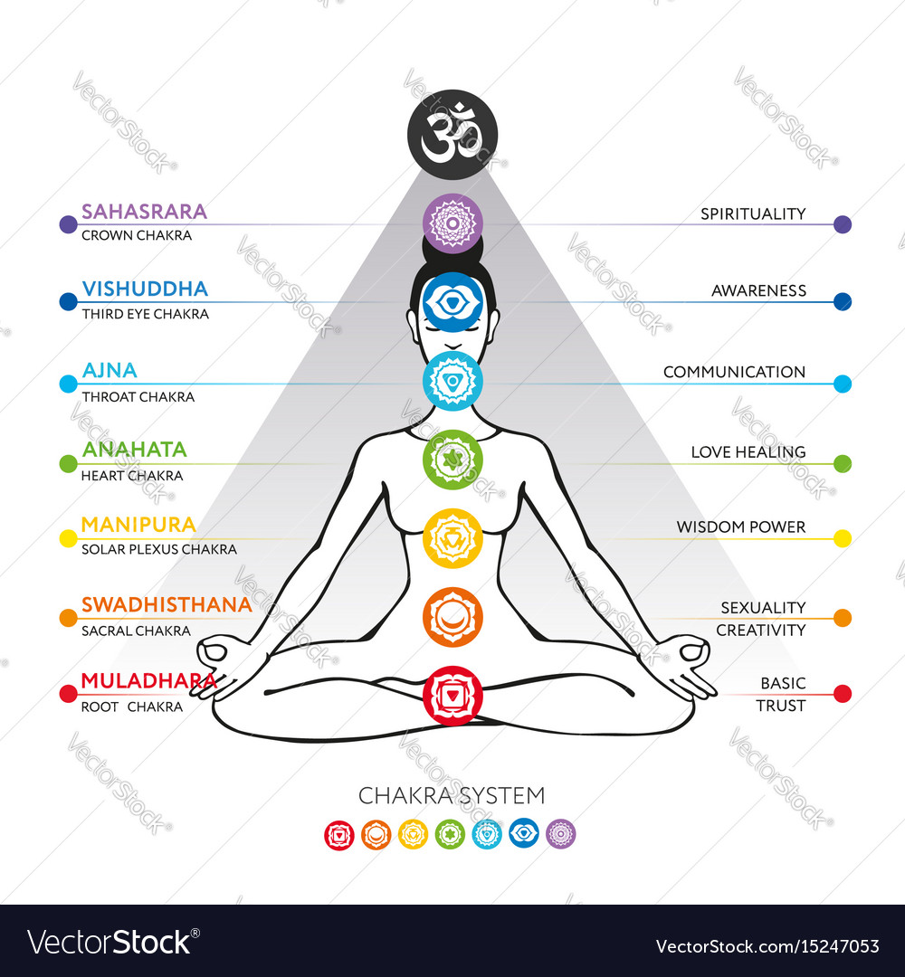 Chakras system of human body Royalty Free Vector Image