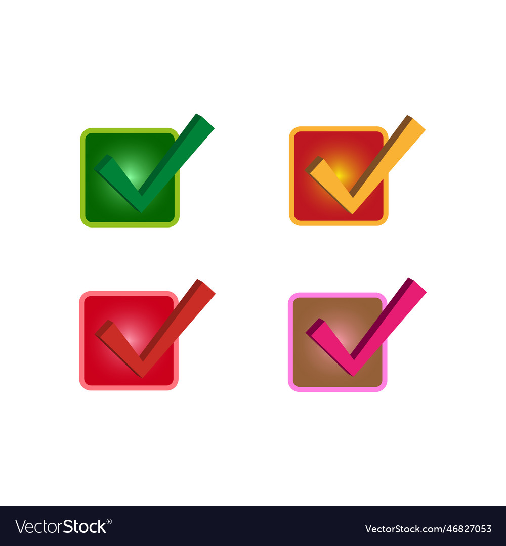 Checkmarks are three-dimensional colored