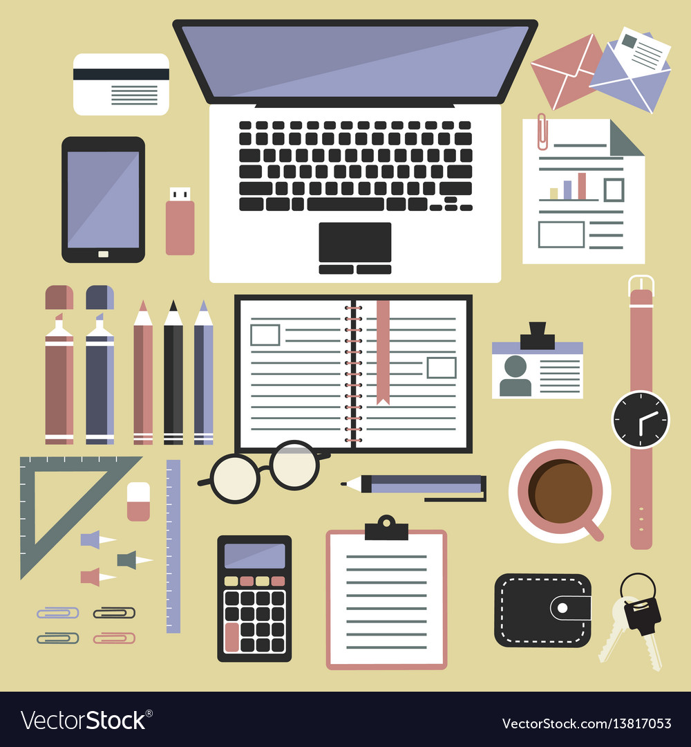 Flat design style office equipment working Vector Image