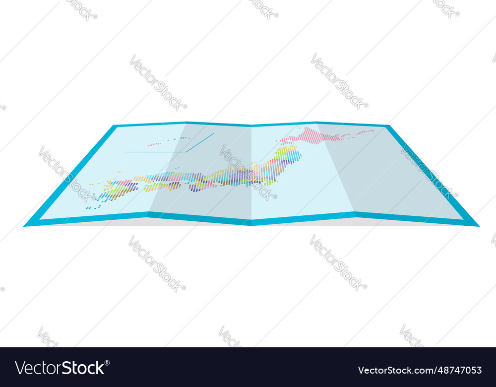 Four-fold japan map dot pattern colors