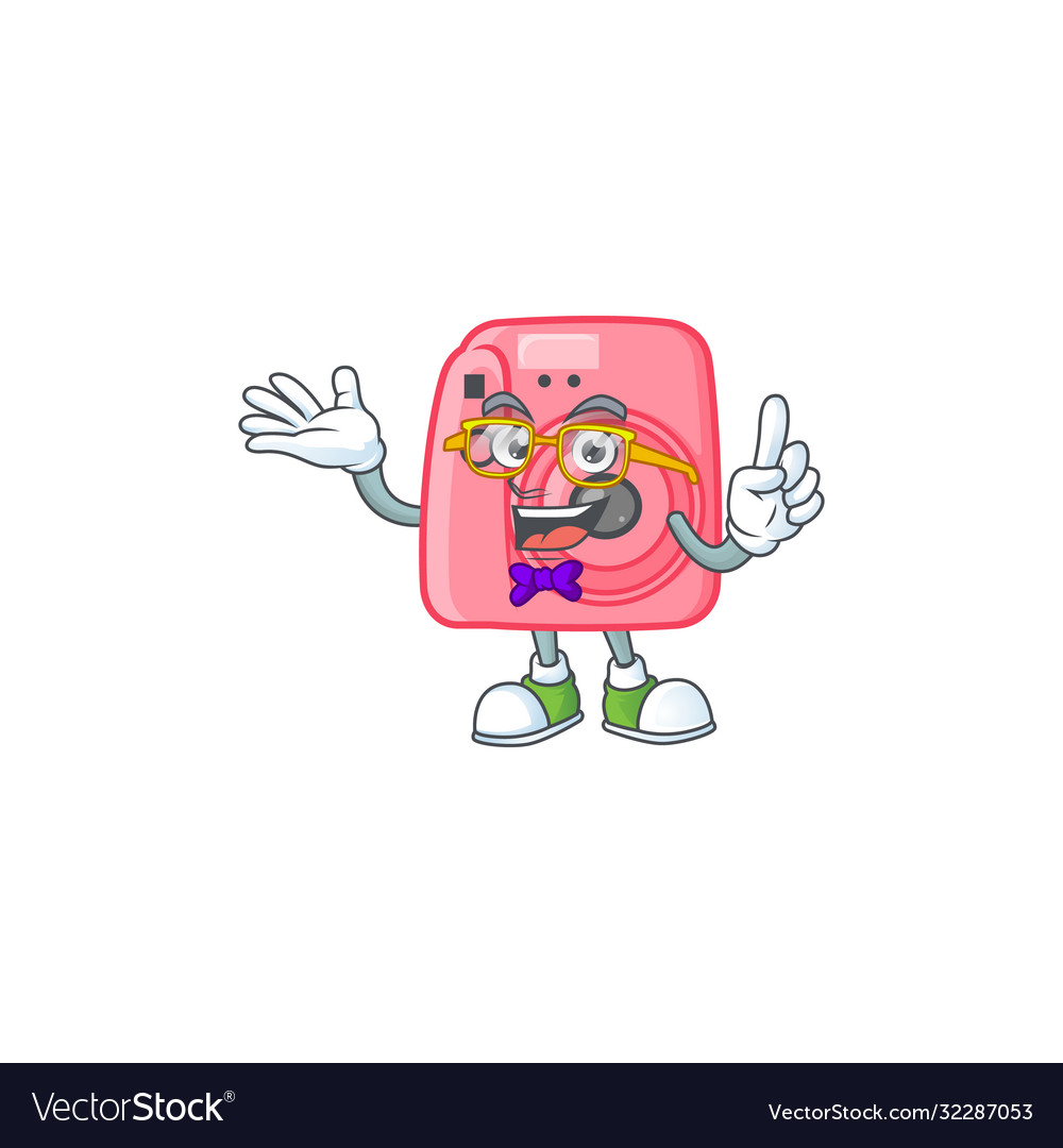 Geek character instan camera mascot design