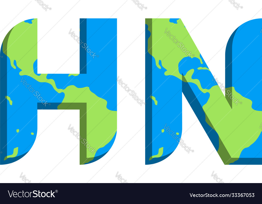 Initial hn logo design with world map style