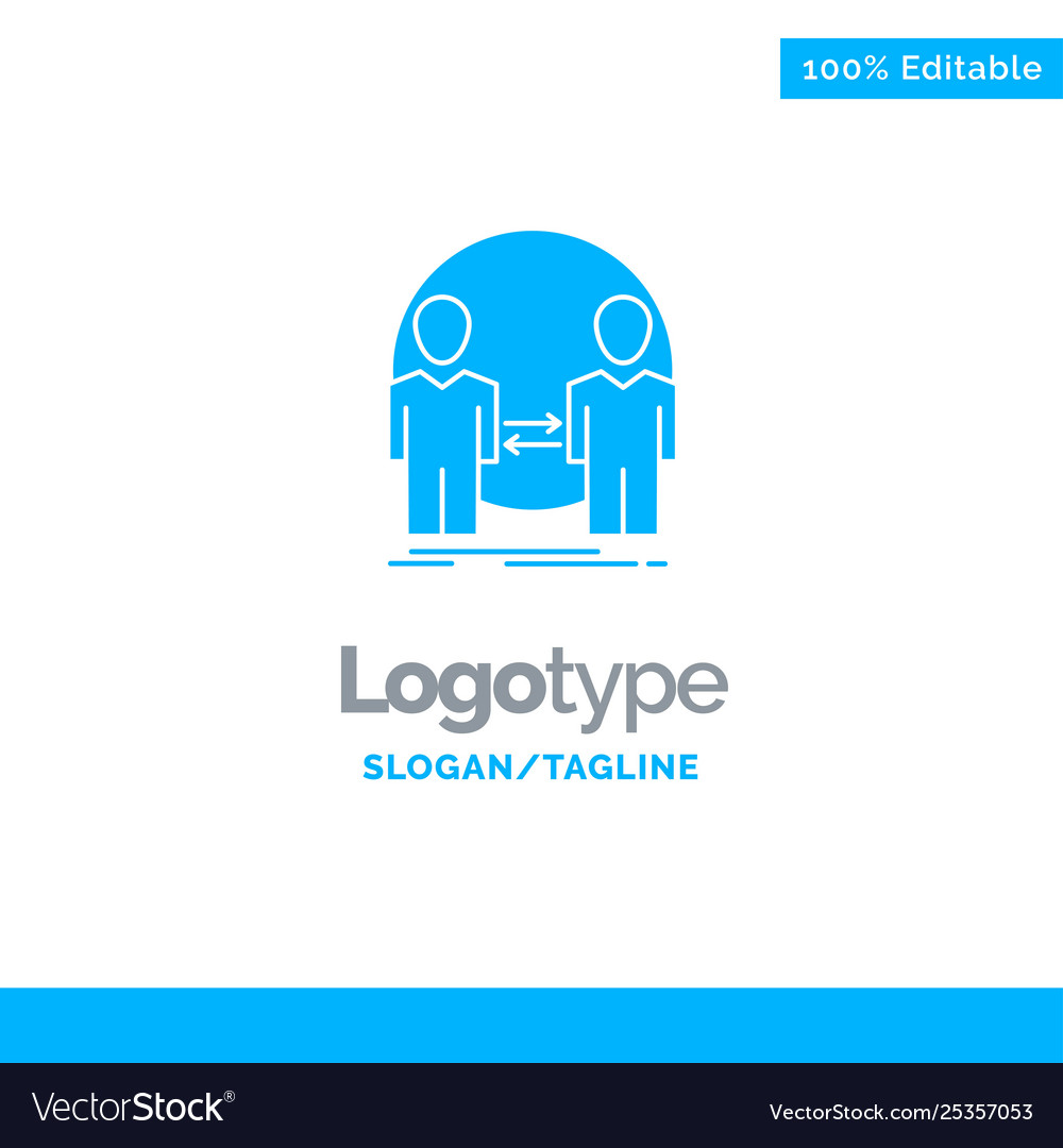 Man clone user identity duplicate blue solid logo Vector Image Man clone user identity duplicate blue solid logo