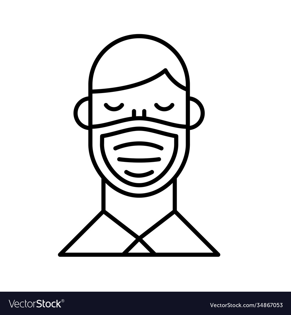 Man using face mask line style icon