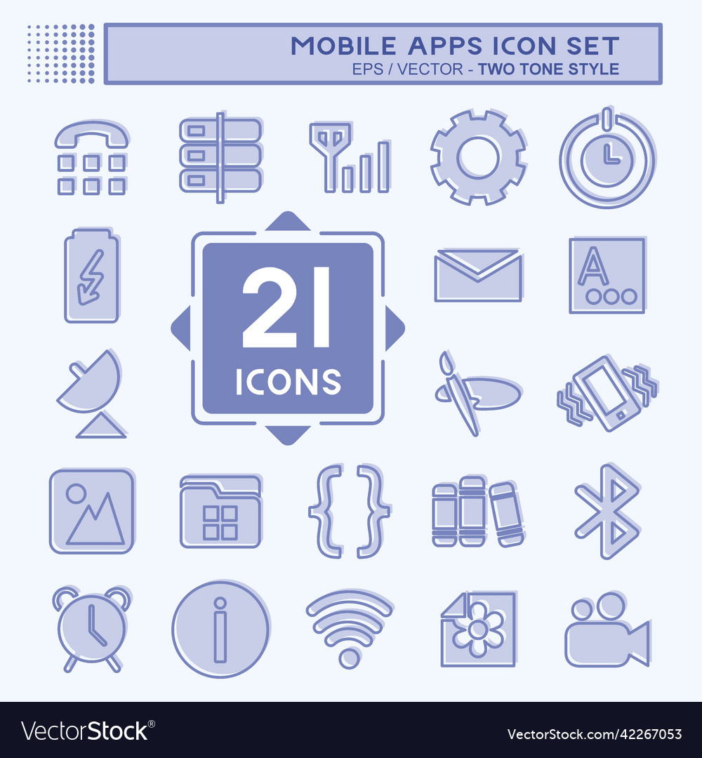 Mobile apps icon set suitable for web interface vector image Mobile apps icon set suitable for web interface