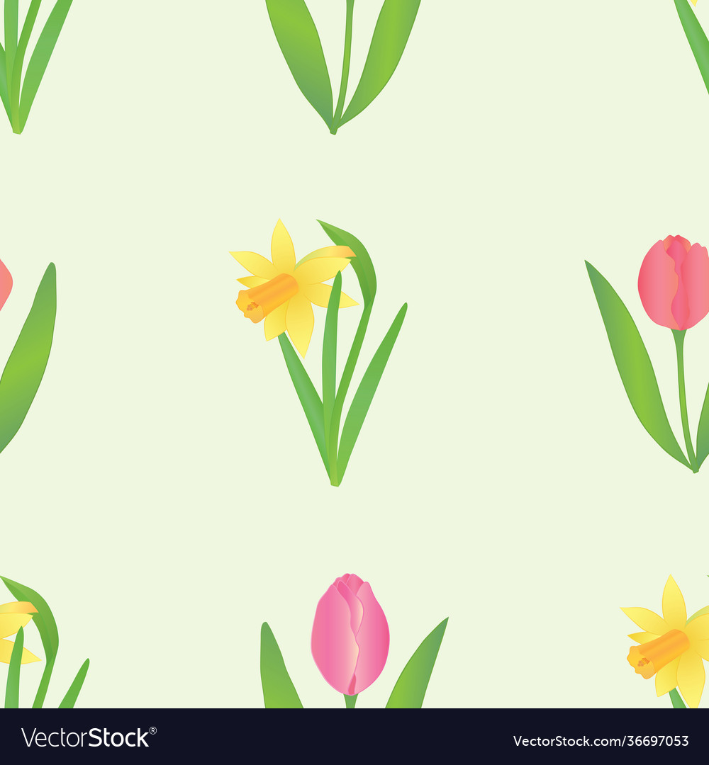 Seamless pattern with spring flowers