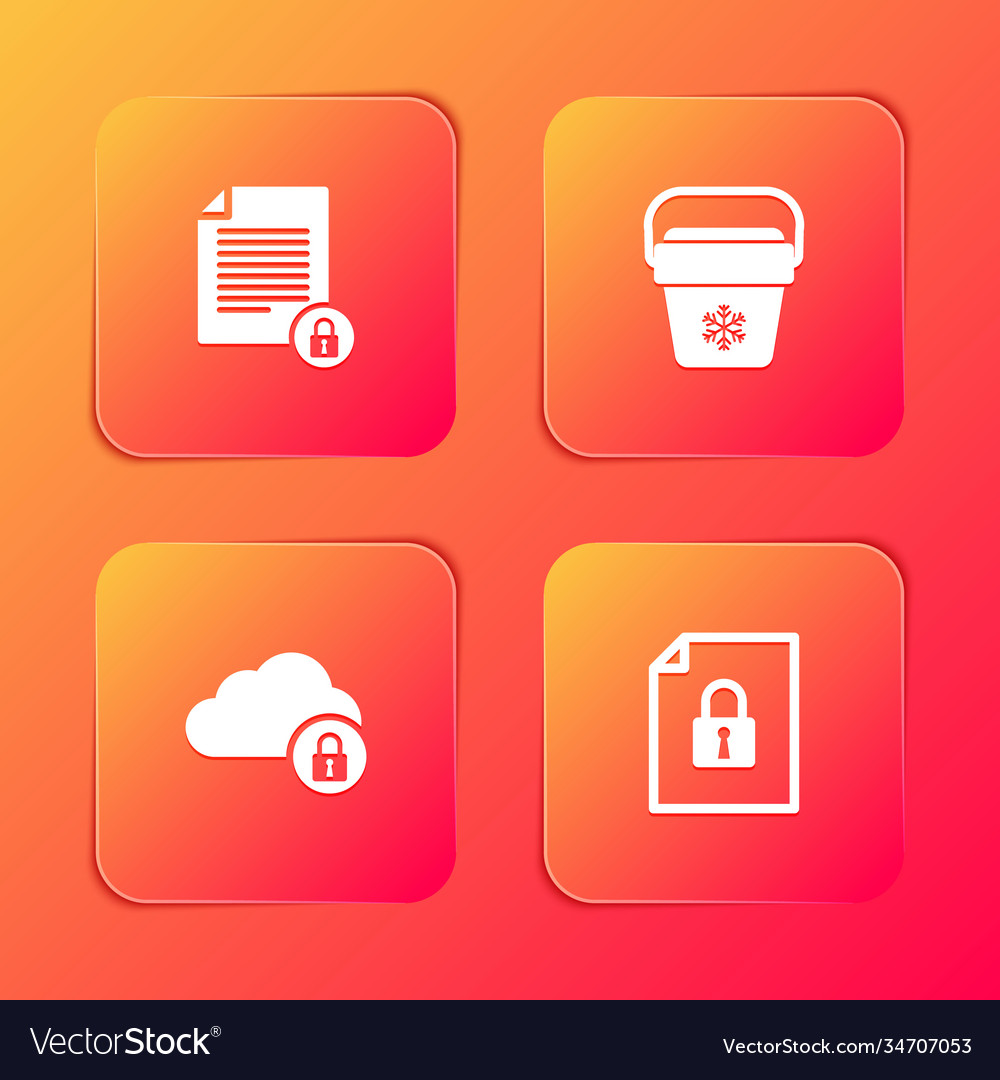 Set document and lock cooler bag cloud computing vector image Set document and lock cooler bag cloud computing