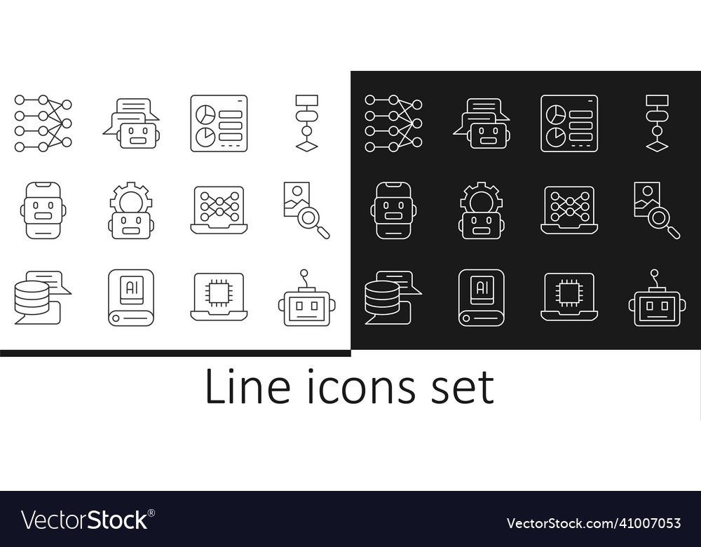 Set line artificial intelligence robot photo vector image Set line artificial intelligence robot photo