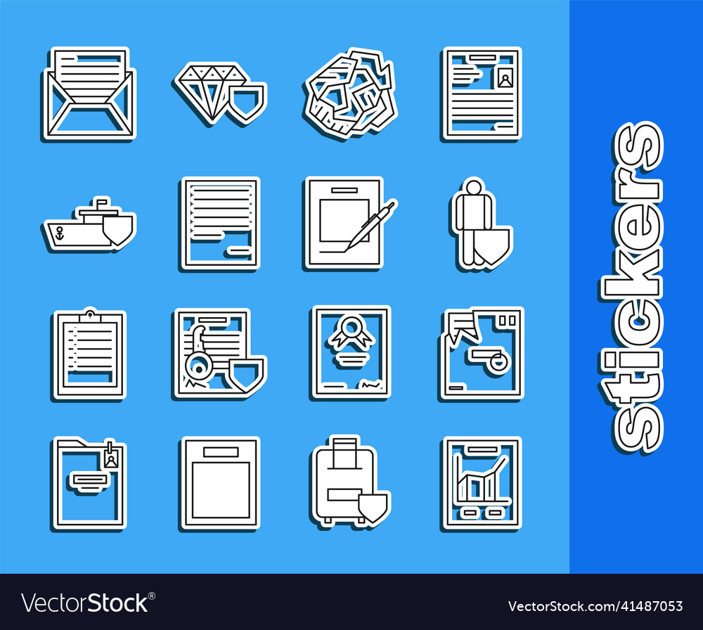 Set line document with graph chart ordered vector image Set line document with graph chart ordered