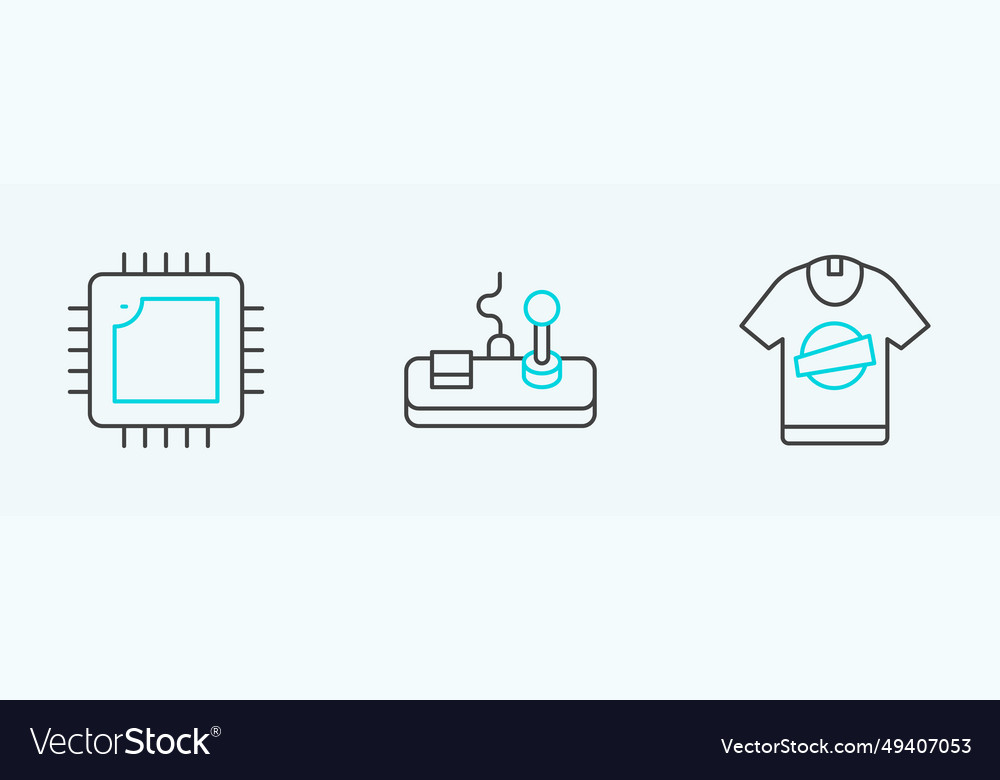 Set line t-shirt processor with cpu and gamepad vector image Set line t-shirt processor with cpu and gamepad