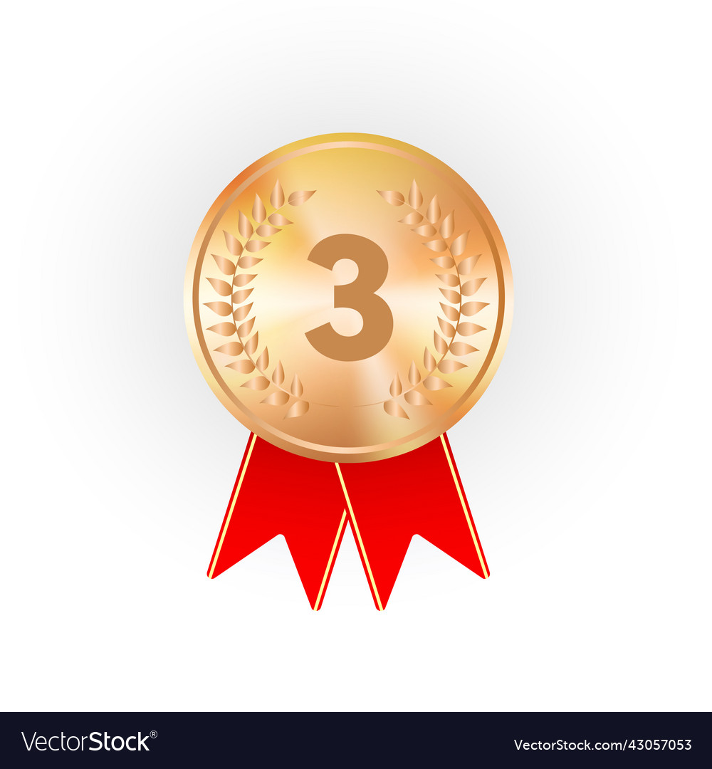 Third place medal isolated on white background Vector Image