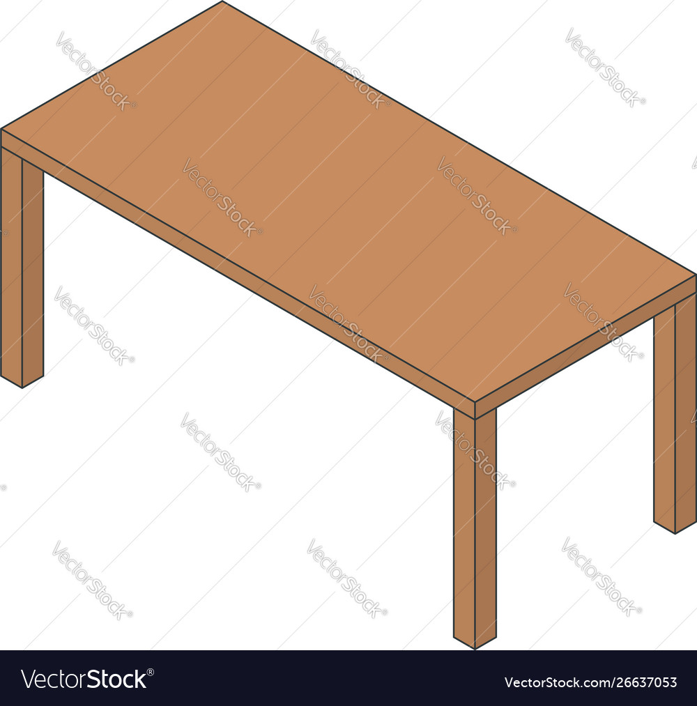 Wood Desktop Table Icon Isometric Style Royalty Free Vector