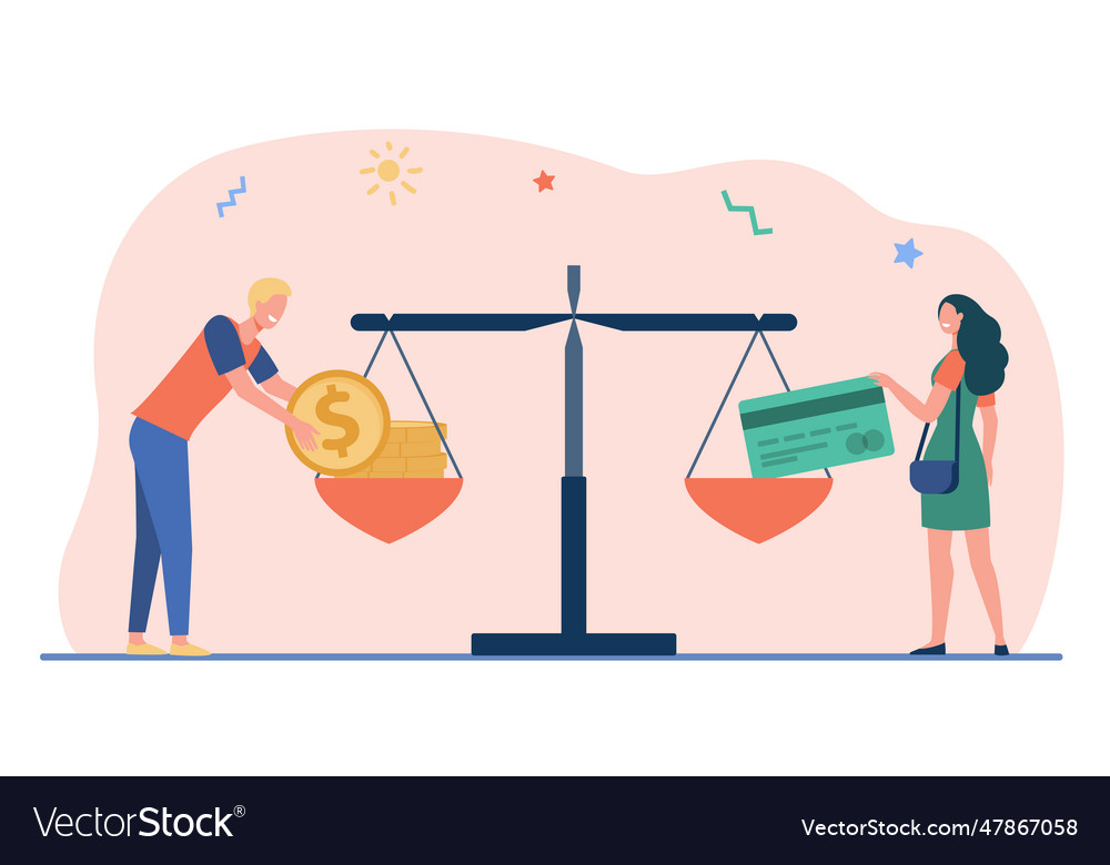 Cash and credit card comparison Royalty Free Vector Image