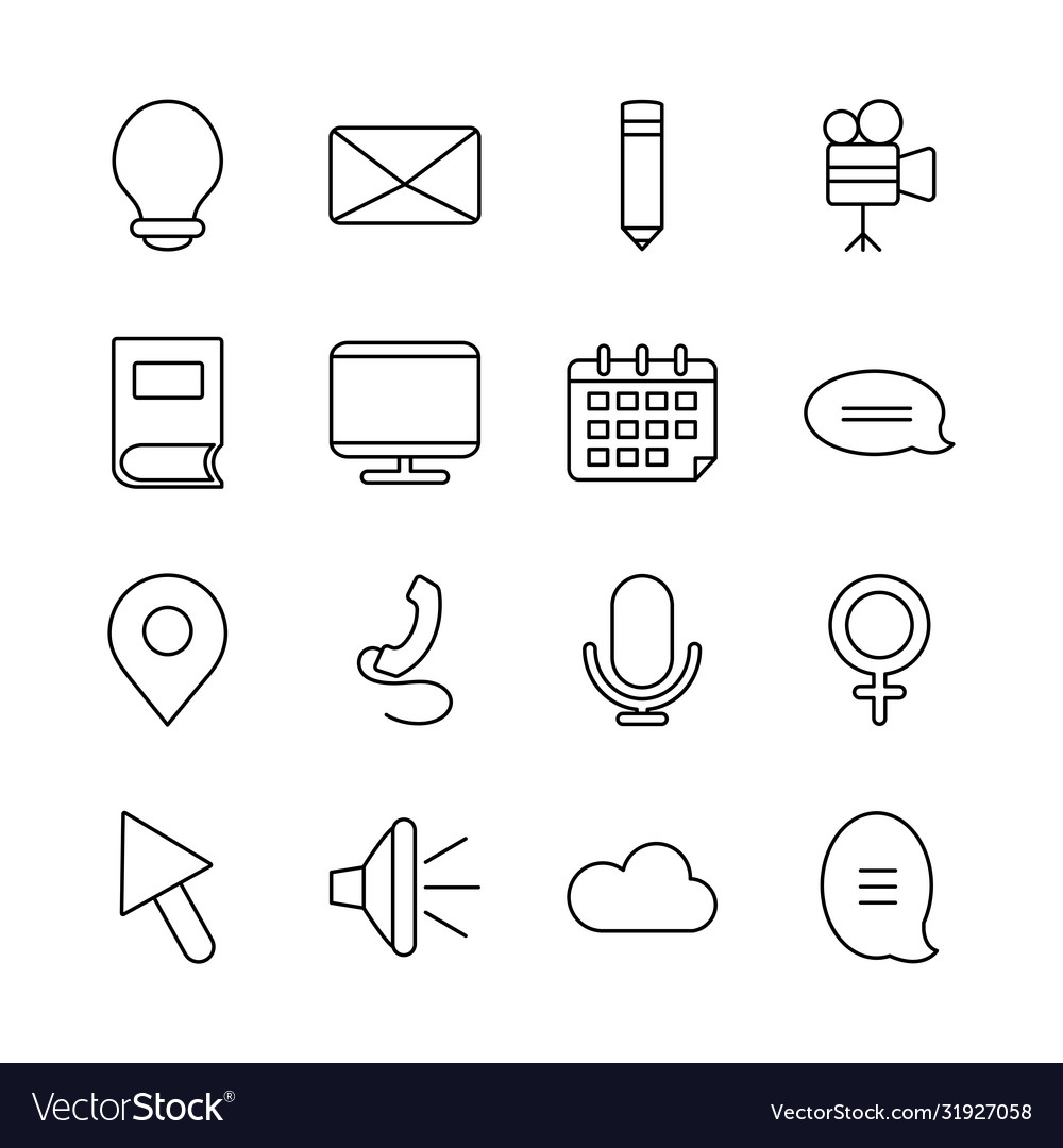 Computer and web icons set line style