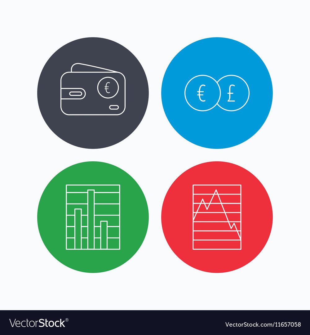 Currency Exchange Chart And Euro Wallet Icons Vector Image