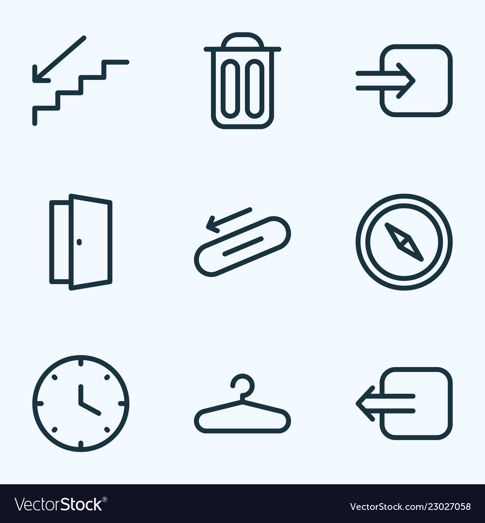 Direction icons line style set with way out