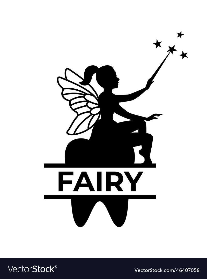 Fairy sitting on the tooth dental monogram