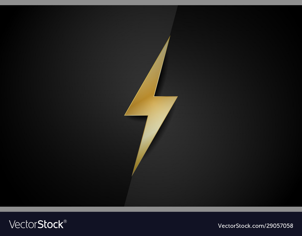 Gold Thunderbolt with Black Background