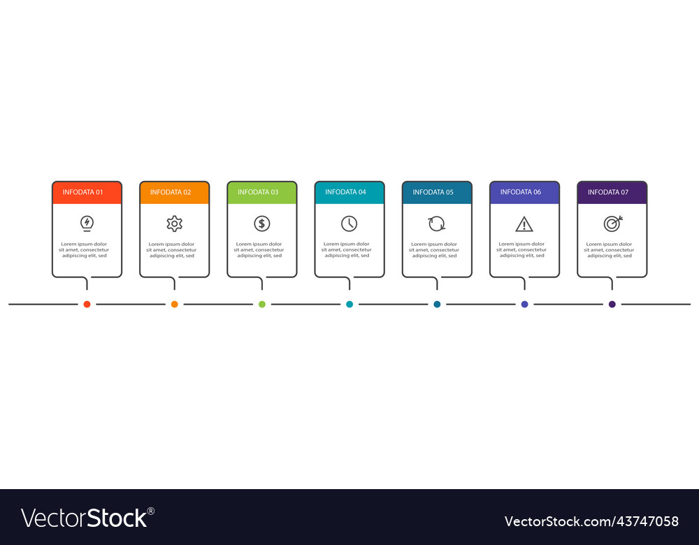 Rectangle concept for infographic with 7 steps Vector Image