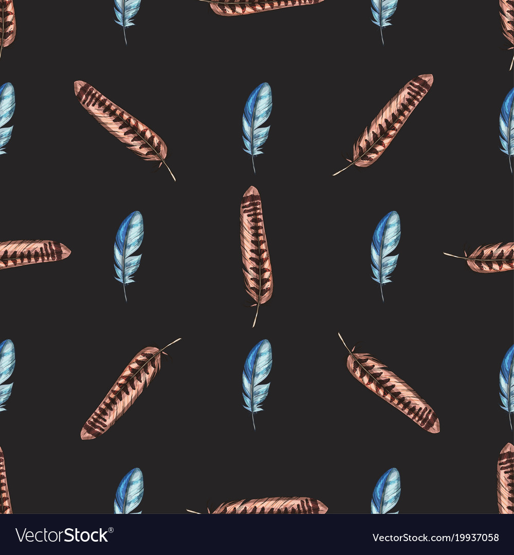 Seamless pattern with detailed bird feathers