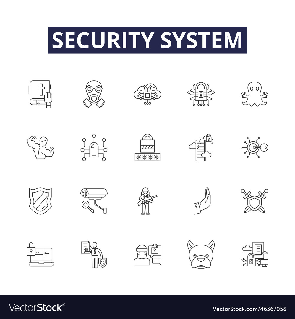 Security system line icons and signs vector image Security system line icons and signs