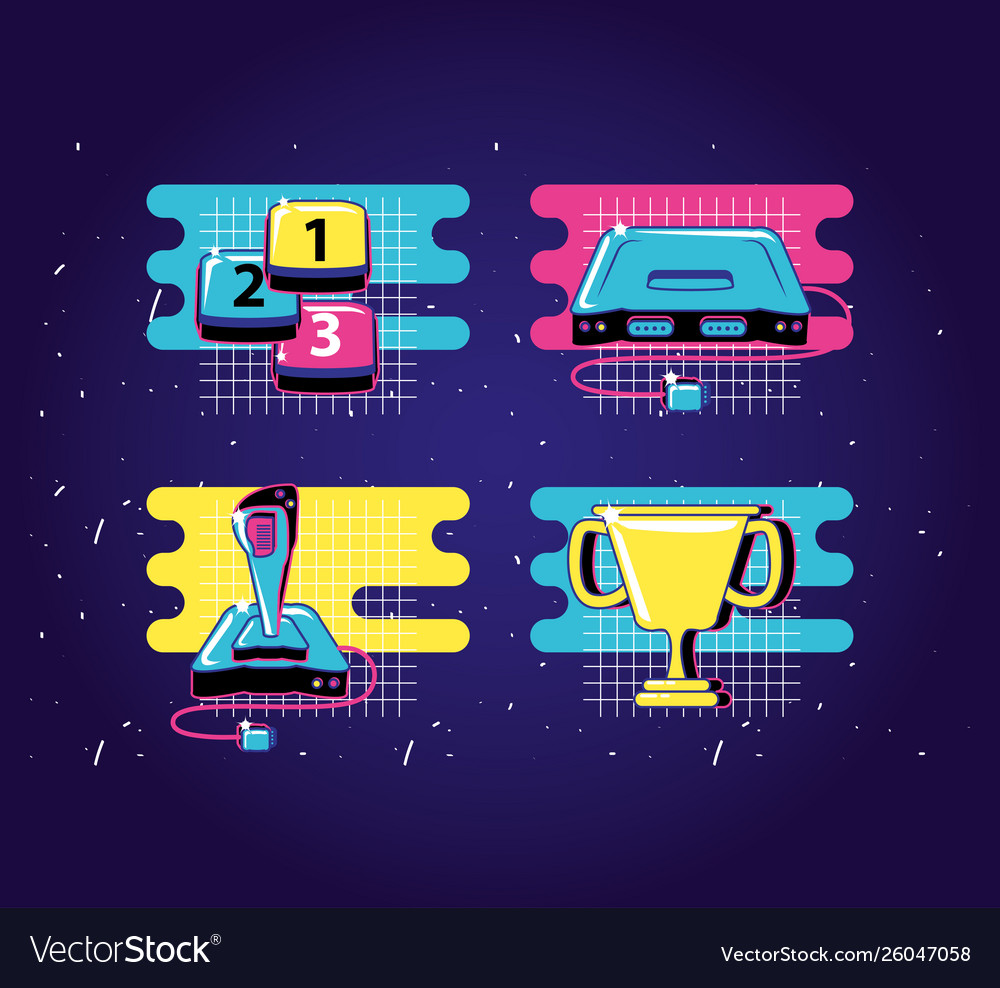Set icons devices video game retro style