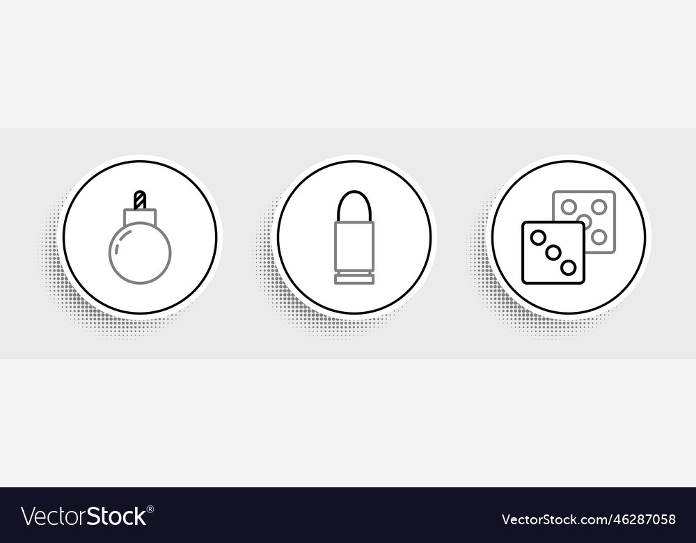 Set line game dice bomb ready to explode vector image Set line game dice bomb ready to explode