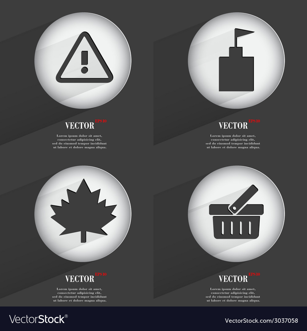 Set of 4 flat buttons icons with shadows