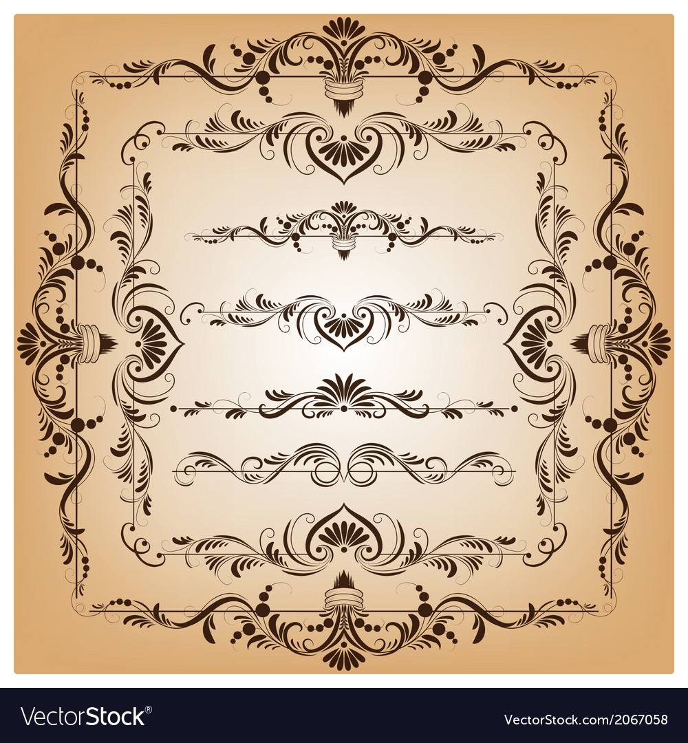 Set of borders and frames for design Royalty Free Vector