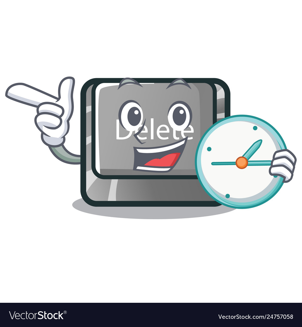 With clock cartoon delete button located