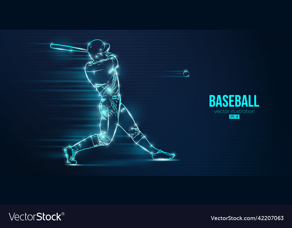 Abstract silhouette of a baseball player on blue Vector Image