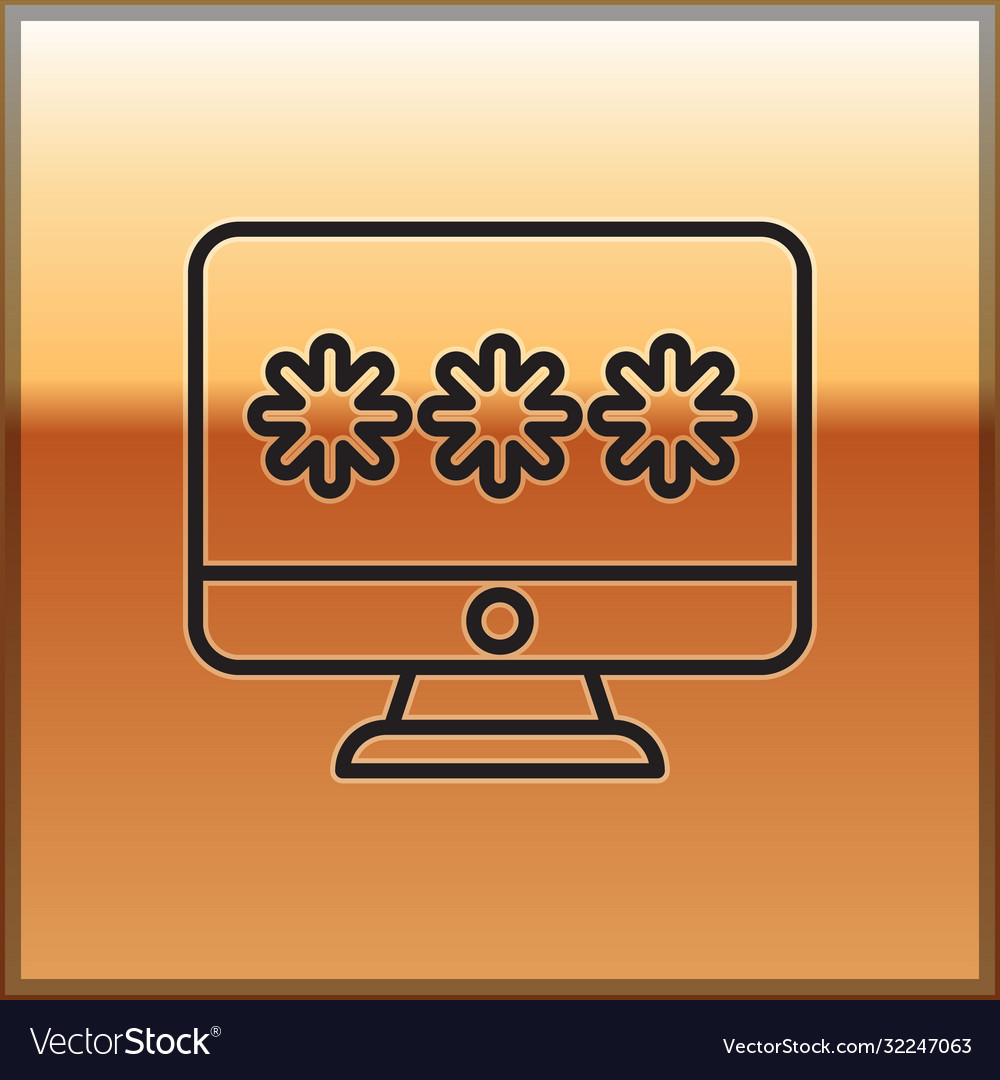 Black line monitor with password notification icon vector image Black line monitor with password notification icon
