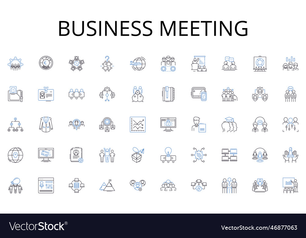 Business meeting line icons collection automotive