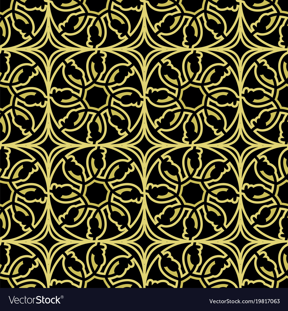 Golden seamless pattern black background