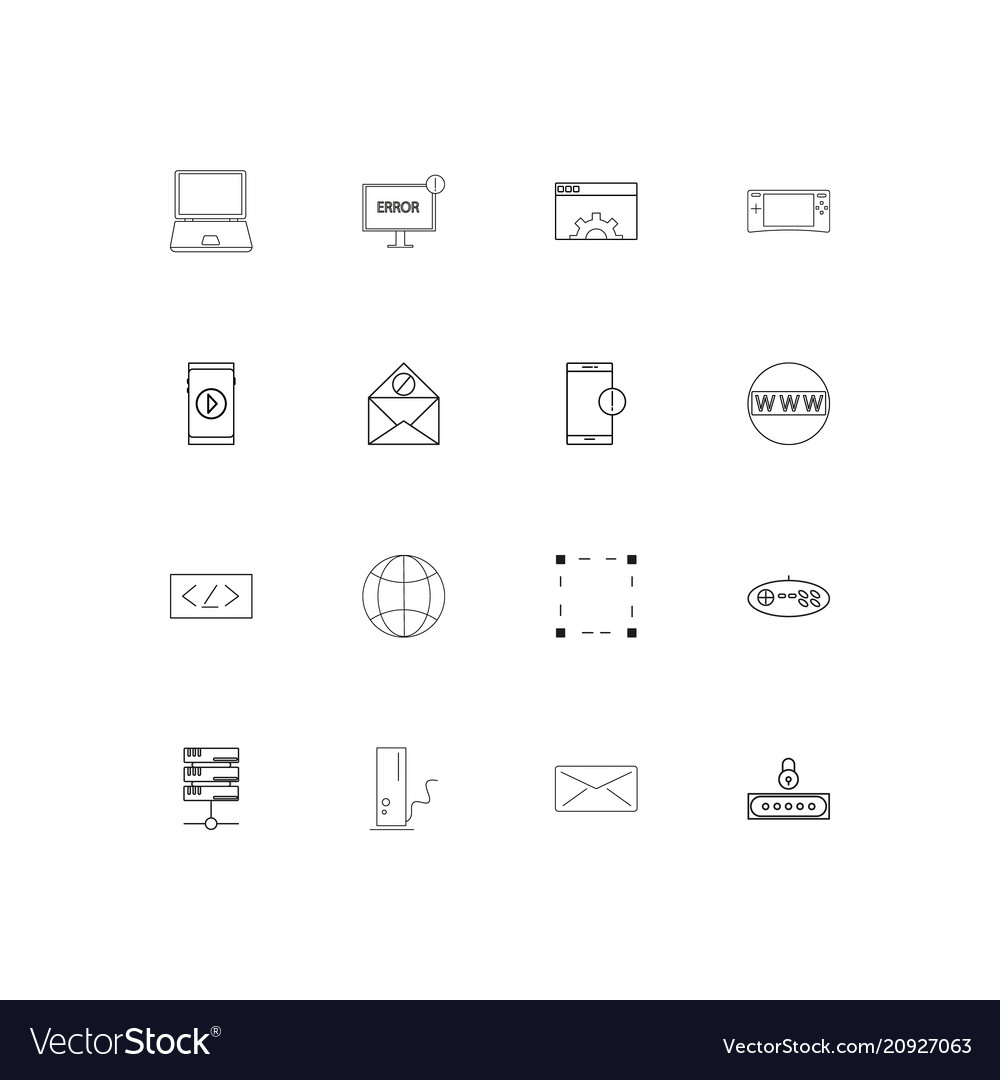 Internet technologies linear thin icons set