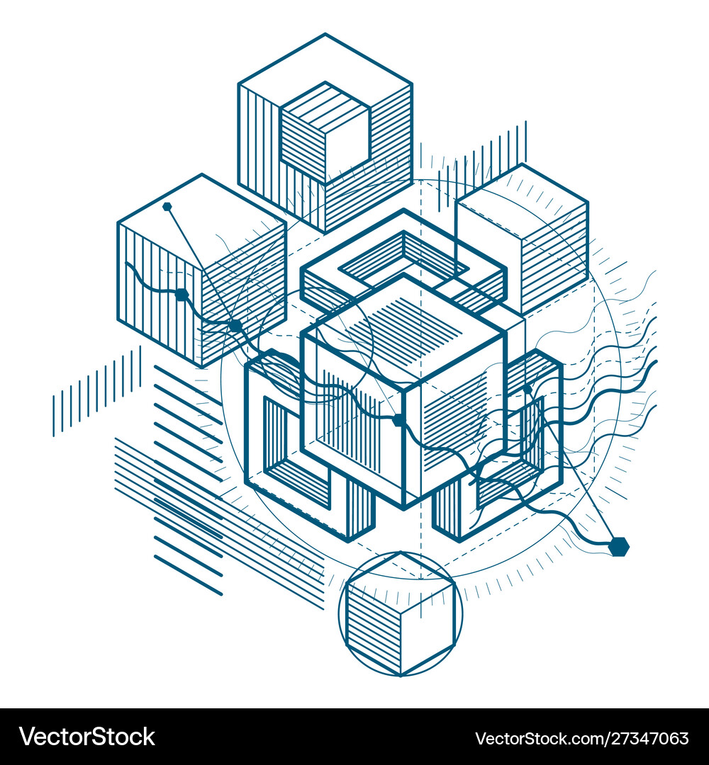 Isometric linear abstract background lined Vector Image